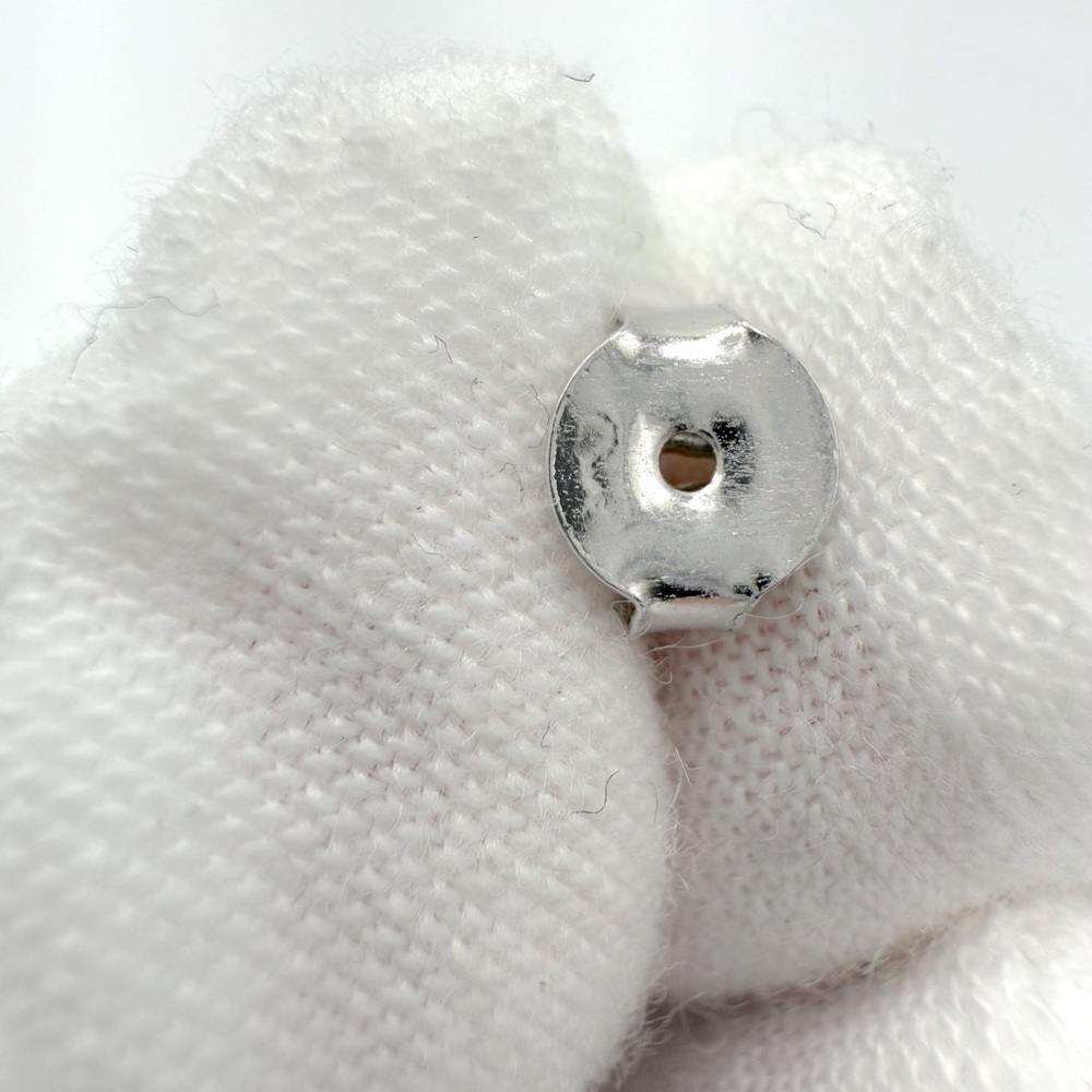 .925 Sterling Silver Clover Style Cz Post Earrings - Picture 14 of 14